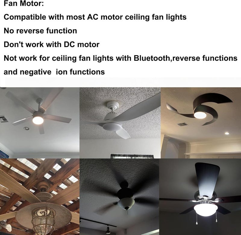 Taigeguang Ceiling Fan Light Remote Control Kit with Receiver,Ceiling Fan Speed,Timer and Light Control,3 in 1 Wireless Universal Remote Control for AC Motor Ceiling Fans (2 Pack) - Image 4